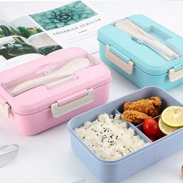 

dinnerware sets wheat straw insulated lunch box cutlery set portable sealed