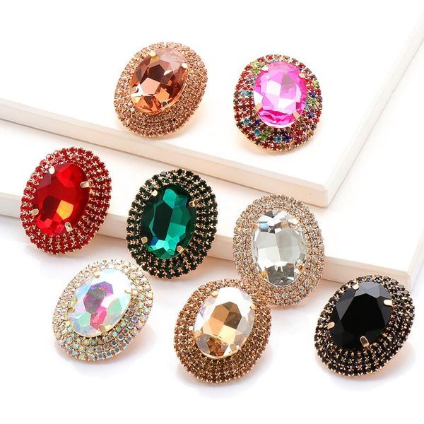 

dangle & chandelier colorful crystal oval earring rhinestone handmade round drop earrings jewelry accessories for women ear rin, Silver