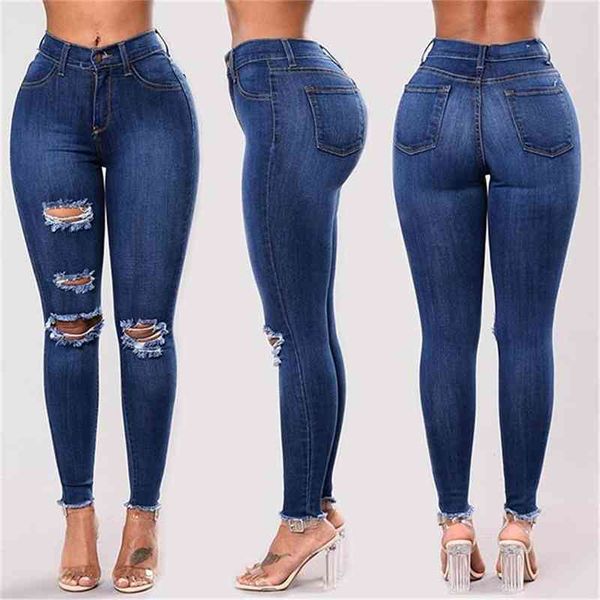

70% off outlet online woman ripped jeans fashion skinny denim pencil pants female spring and autumn trousers s-3xl drop shipping, Blue