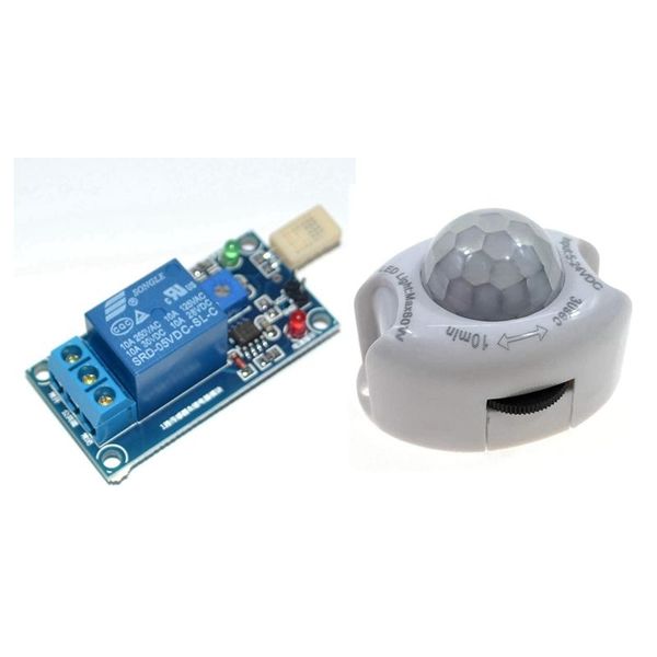 

smart home control t9 dc5v humidity sensitive switch relay module & pir infrared motion sensor detector lamp(white)