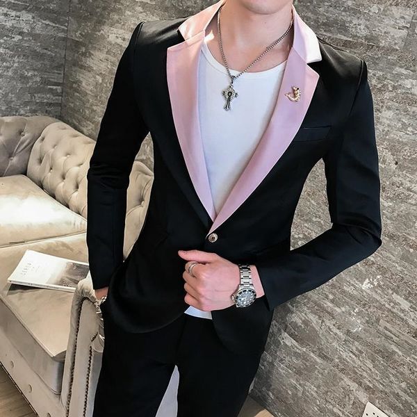 

men's suits & blazers terno masculino veste costume homme deep v outfit mens stylish blazer 4 colors british style slim fit suit jacket, White;black