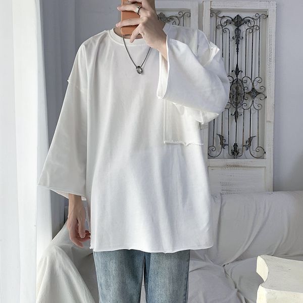 

hoodies summer oversized t shirt men's fashion pocket casual short-sleeved t-shirt men streetwear korean loose tshirt mens s-2xl, Black