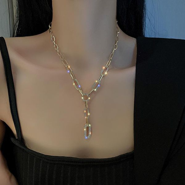 

pendant necklaces origin summer statement bling geometrical hollow necklace for women fashion rhinestone chokers jewelry, Silver