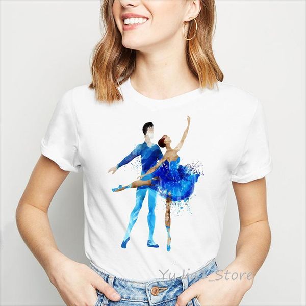 

couple dancing ballerina print and men t shirt women watercolor romantic ballet design kawaii tumblr clothes female, White;black