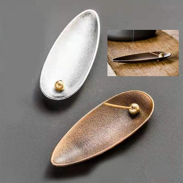 

fragrance lamps 1x vintage bronze stick cone incense holder burner plate ash catcher brass ball