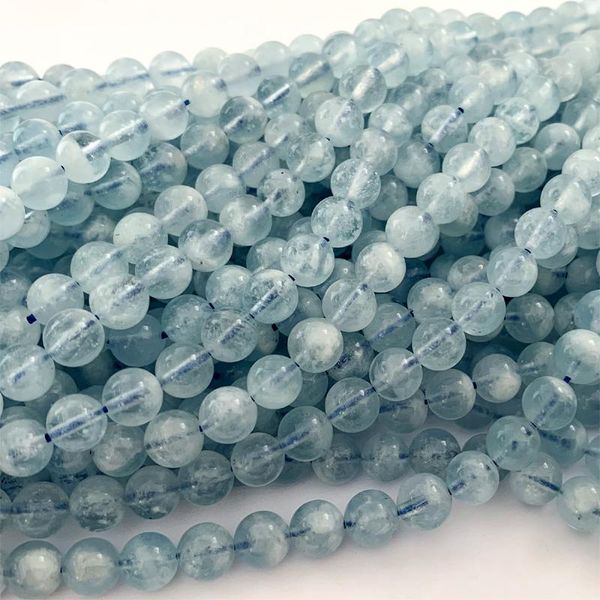 

stud veemake blue aquamarine diy necklace bracelets earrings natural charm gemstone crystal round loose beads for jewelry making06508, Golden;silver