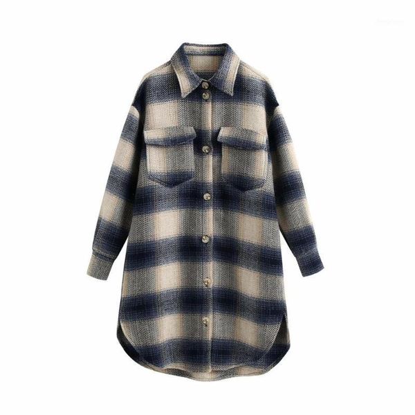 

women's wool & blends autumn winter women tweed oversized coat long checked plaid casual jacket windbreaker outerwear trench parka fema, Black