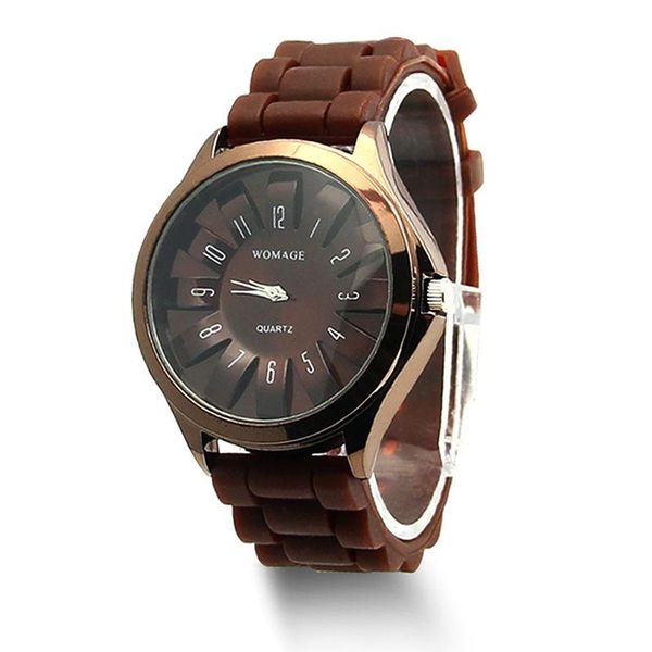 

wristwatches gift fashion jelly gel quartz sports wrist watch geneva silicone rubber, Slivery;brown