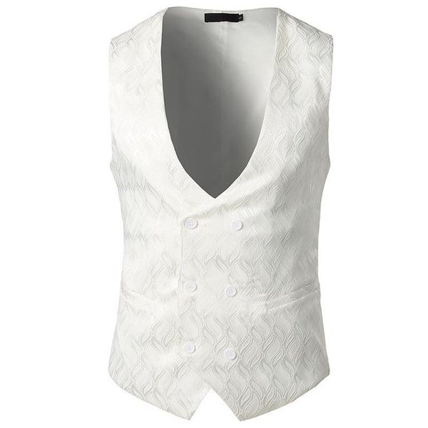

men's vests suit vest elegant fashion flame pattern casual self-cultivation v-neck double-breasted, Black;white