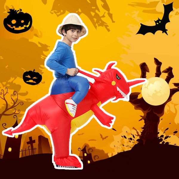 2021 Costume da dinosauro gonfiabile Decorazione per feste per bambini Cos Suit Animal Cosplay Blow Up Regali di Natale di Halloween per bambini Q0910