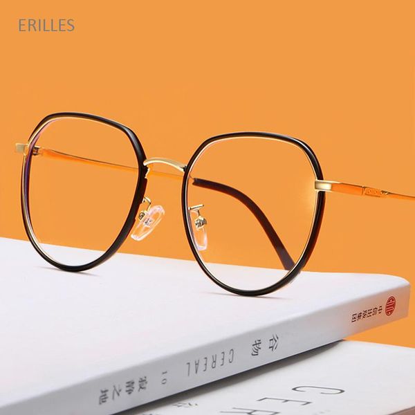 

fashion sunglasses frames 2021 radiation protection eyeglasses alloy glasses prescription spectacles eyewear anti blue light computer, Black