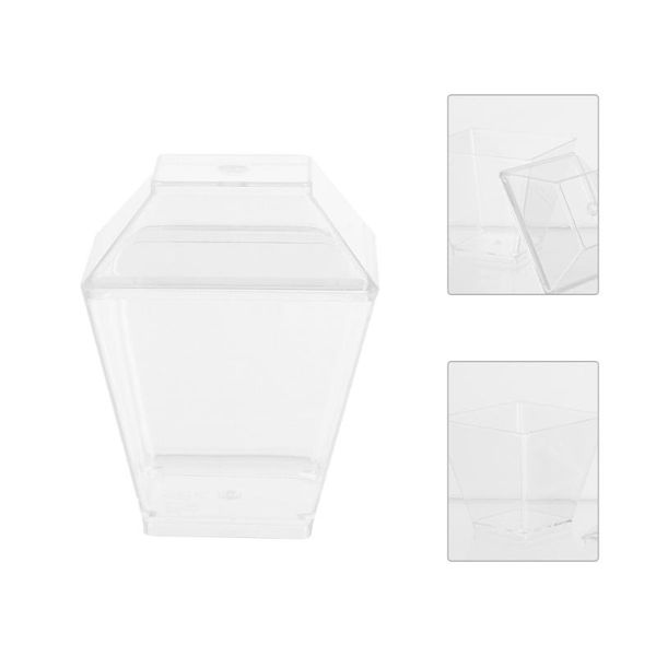 

disposable cups & straws 50pcs clear cupcake trapezoid jelly mousse with lid