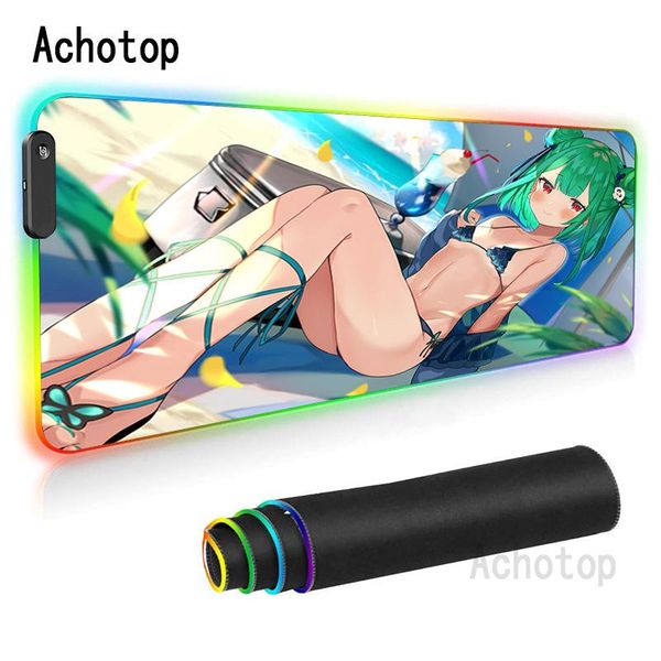

mouse pads & wrist rests large rgb pad deskmousepad pc gamer uruha rushia led light gaming keyboard hololive teclado desk mat