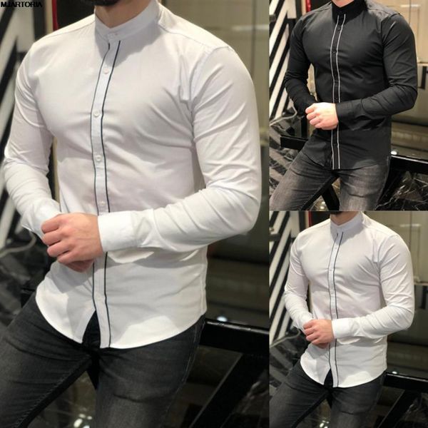 

men's casual shirts heflashor 2021 male long sleeve men shirt brand clothing slim fit camisa social striped masculina chemise homme, White;black