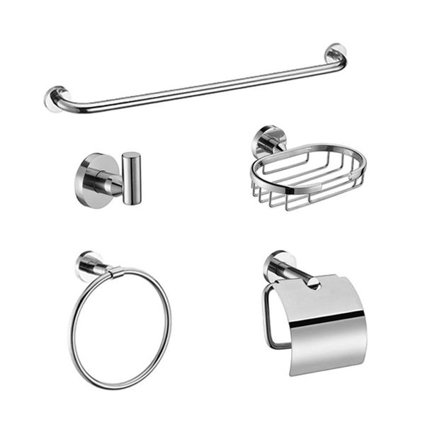 

stainless steel bathroom accessories set towel rack ring wc paper holder bar cloth hook soap basket wall hardware bath accessory