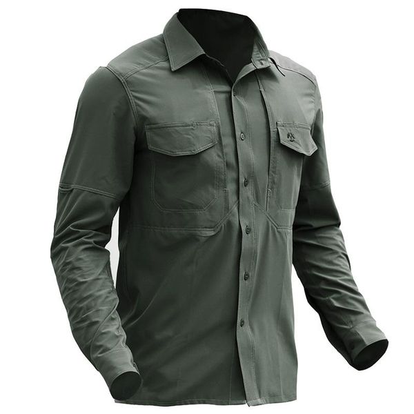 

men's casual shirts solid color lightweight military multi pockets shirt men breathable quick dry army tactical spring summer stretch f, White;black