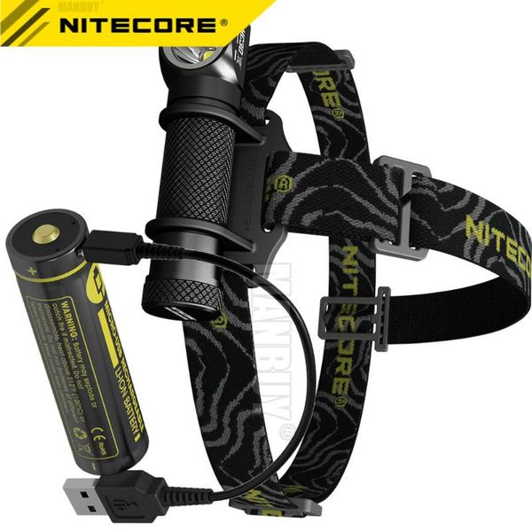 

nitecore hc30 1000lms headlamp 18650 build-in charging port battery waterproof head light outdoor camping hunting search travel headlamps