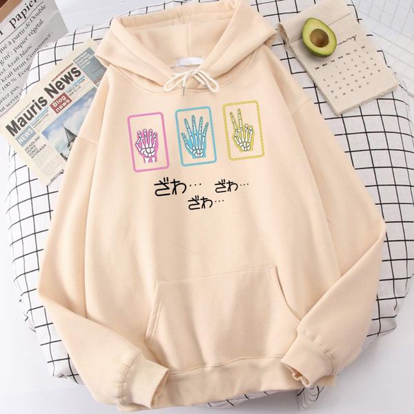 

men's hoodies & sweatshirts kaiji cards rock paper scissors print hoody cartoons casual sweatshirt harajuku loose hooded fashion fleece, Black