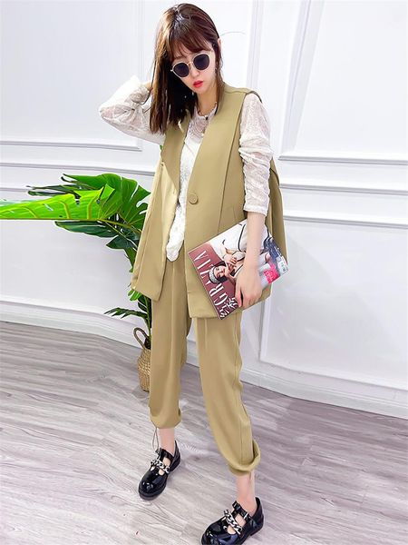 

women's vests summer womens fashion thin suit waistcoat 2021 autumn temperament loose big size street casual vest jacket trend aq858, Black;white