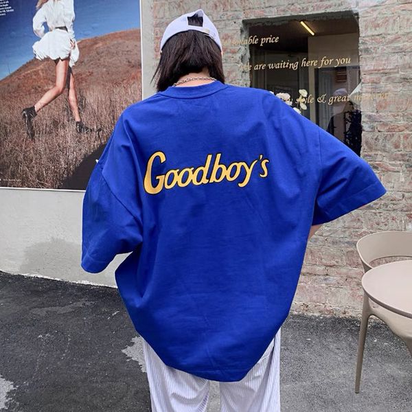 

brand high edition xorogoogboy korean high street letter print loose short sleeve t-shirt, White;black