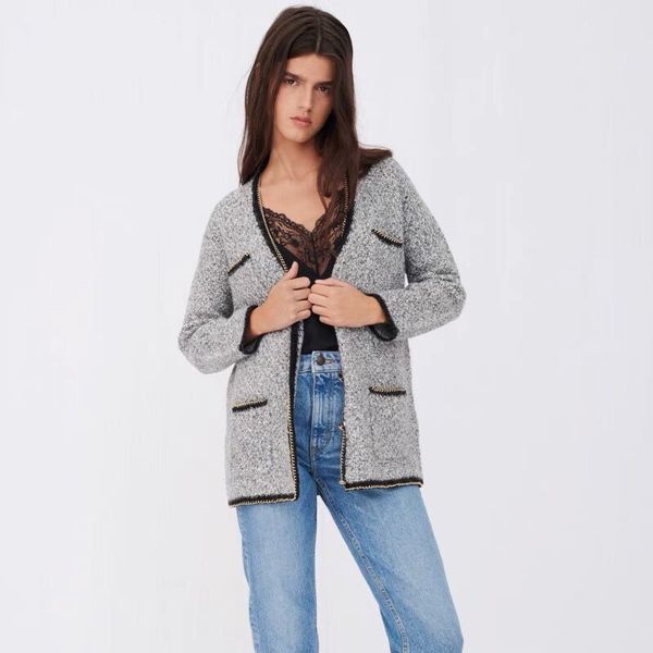 

women's knits & tees spring/summer tweed female loose exquisite casual mesh cardigan mfpca00191 noxc, White