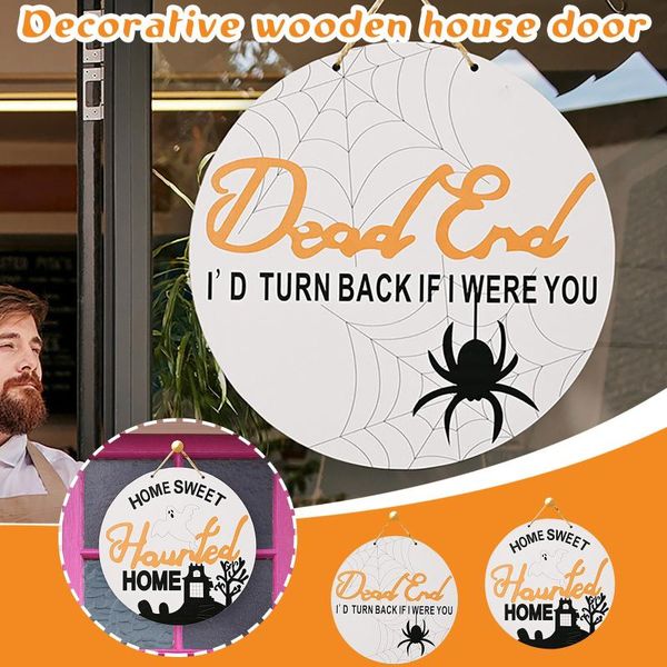

party decoration halloween decorations round wooden door hello sign hanging ghost festival decorationg home type symbol necessary holiday