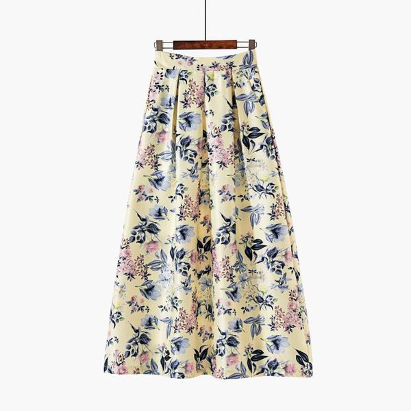 

style amazon wish digital printing skirt europe and america large size big hemline rubber band long skirts pleated, Black