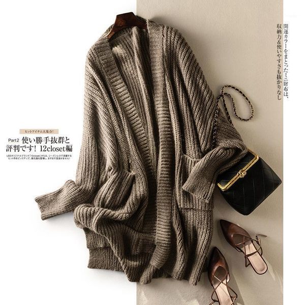 

women's knits & tees autumn 2021 long cardigan v-neck urban leisure lazy sweater mohair coat, White