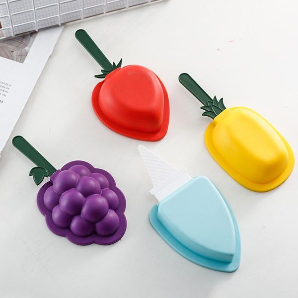 

cute fruit shaped ice cream mold with cover silicone popsicle summer diy cube tray maker baking moulds