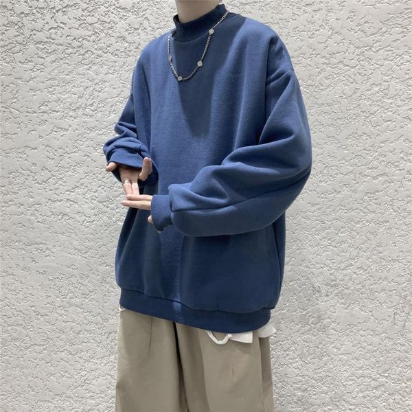 

men's hoodies & sweatshirts multicolor plus fleece hoodie men fashion casual stand-up collar sweatshirt mens streetwear loose hip-hop p, Black