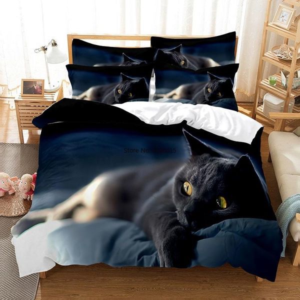 

bedding sets fashion design cool black cat and dog set duvet cover 3d digital printing bed linen  size