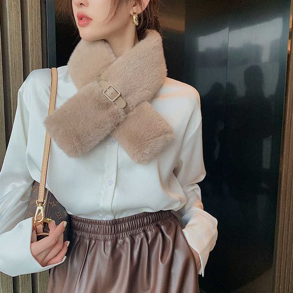 

designer winter faux rabbit fur collar scarf foulard women thick warm neck scarves for ladies solid wool female hijabs bufanda h0923, Silver