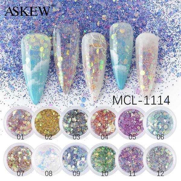 

boxes sparkle 3d hexagon colorful flakes mermaid nail glitter sequins spangles polish manicure nails art decorations1, Silver;gold