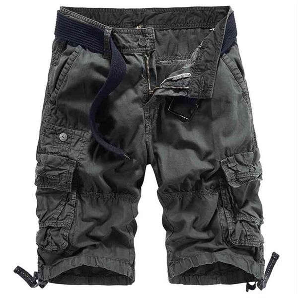 Markenfracht Shorts Männer Multi -Taschen Strand Militärstil Freizeitkampfkleidung Feste Farbe Baumwollarmee Hosen 08 210806