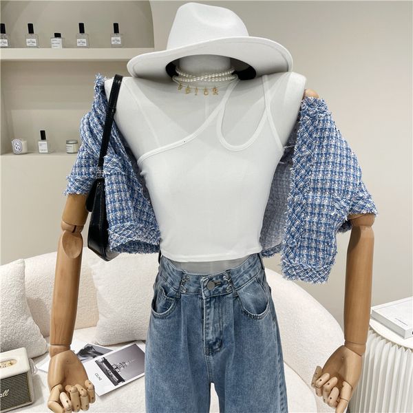 

tanks springtime female 2021 niche fashion irregular stylish styling vest design top, White