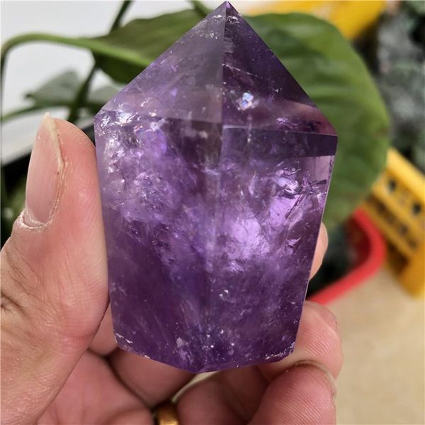 

decorative objects & figurines 1pc natural amethyst point wand quartz crystal reiki healing energy stone tower handmade home decor pyramid o