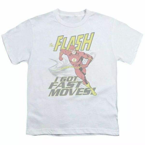 

the flash flash moves kids youth t shirt licensed dc comics tee white, White;black