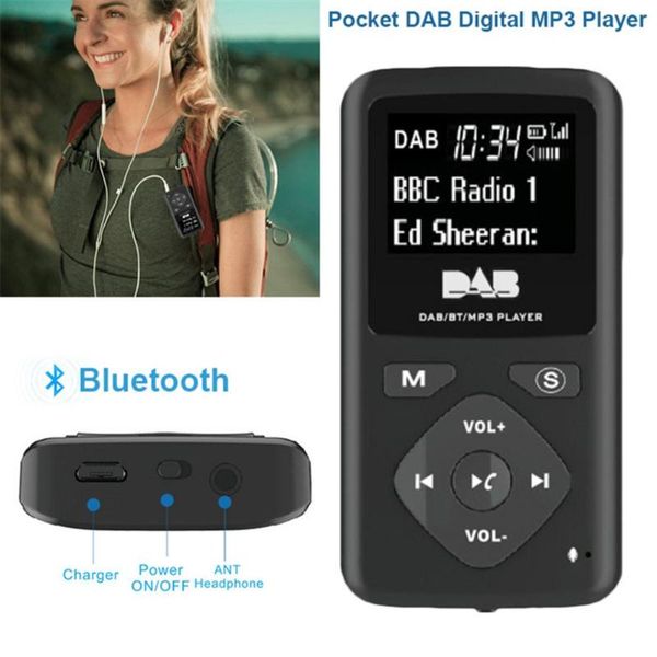 

radio portable pocket dab/dab+ digital bluetooth fm mini mp3 for home hiking walking running sport with hands-calling