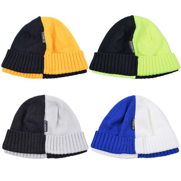 

color knit hat outdoor warm fashion cold - resistant wool hats, Blue;gray