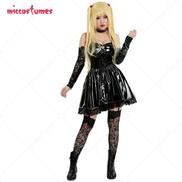 Amane Misa Dark Gothic Cosplay Costume vestido com meias y0913