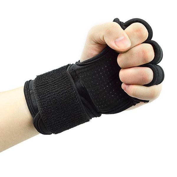 

palm protector sports gloves leather padding cross training wrist support for gym workout weightlifting fitness equipment, Black;red