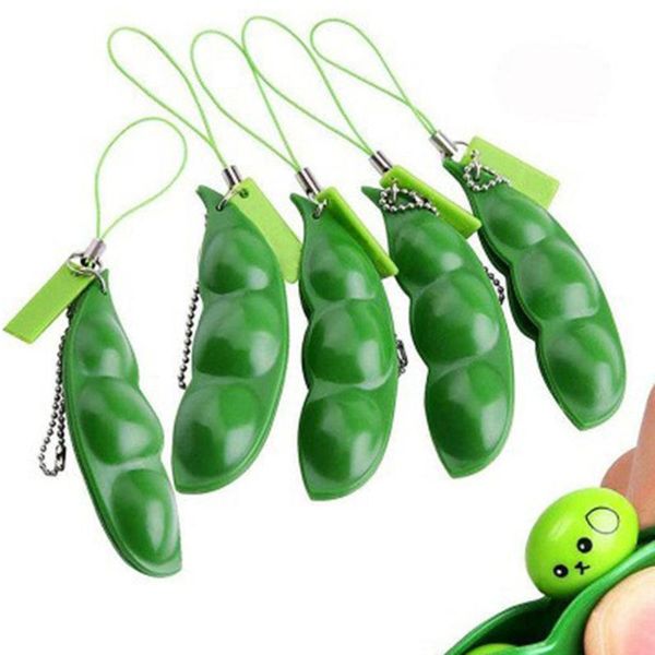 

6pcs anti stress kids toyinfinite squeeze edamame relieve toys squishy decompression peas beans keychain party favor