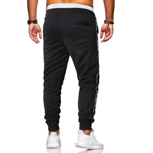 

men's trousers summer white strip stitching sweatpants casual pants nine 7.2, Black