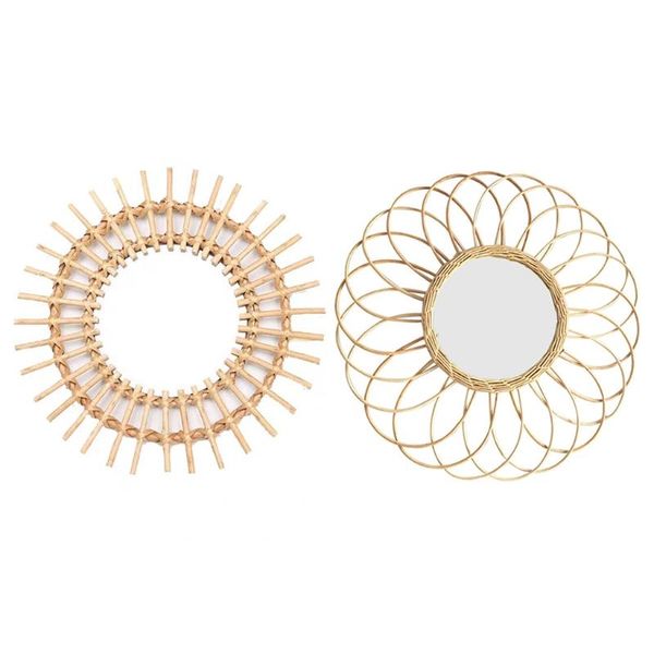 

mirrors 2021 rattan innovative art decoration round makeup mirror dressing bathroom