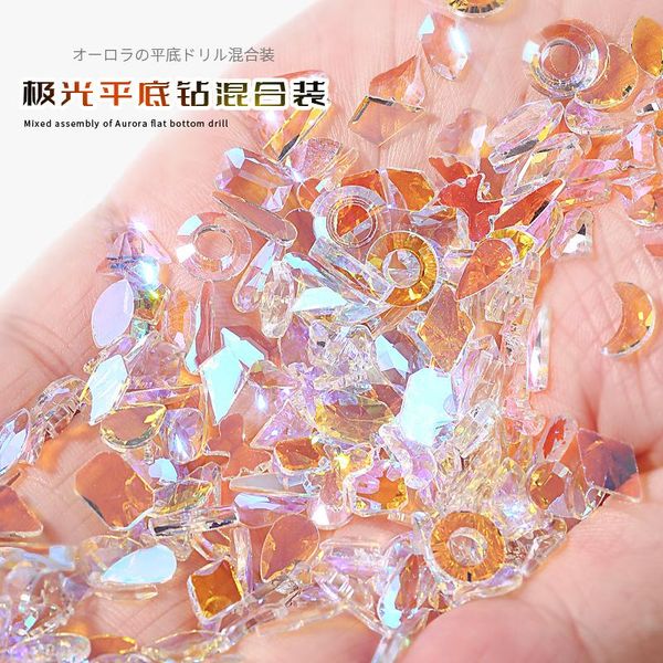 

nail art decorations 100pcs spring pomelo aurora color diamond jewelry fairy red iridescence rhinestone in 2021,ab, Silver;gold