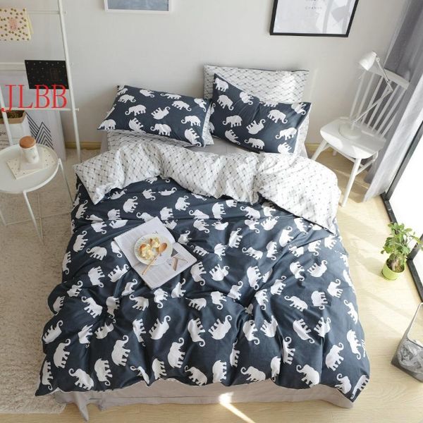 

bedding sets home textile bed cotton set 100% flat sheet elephant duvet cover pastoral style linens 3/4pc bedcloth