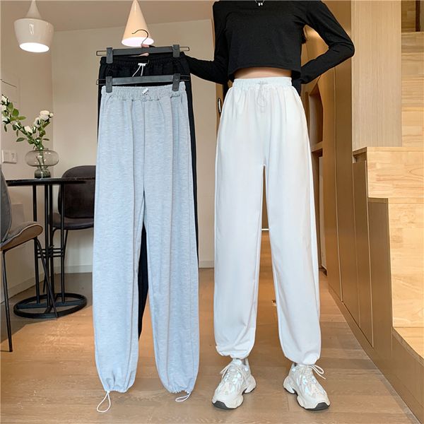 

gray sweatpants for women joggers 2021 autumn fashion harem pants korean style oversized trousers womens, Black;white