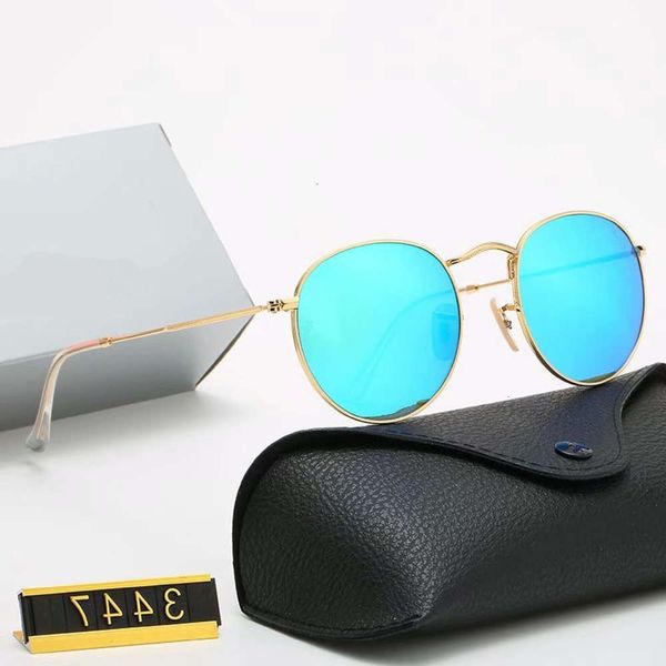 

fashionable sun frames designer metal frame classic round brand gold design uv400 eyewear sun glasses men women mirror 3447 sunglasses polar, Black