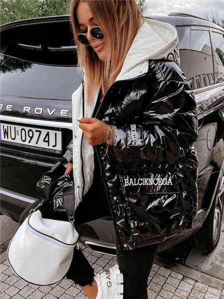 

hooded jacket women solid coat long sleeve letter print outwear casual zipper lightweight parka jackets plus size s-5xl 211221, Black