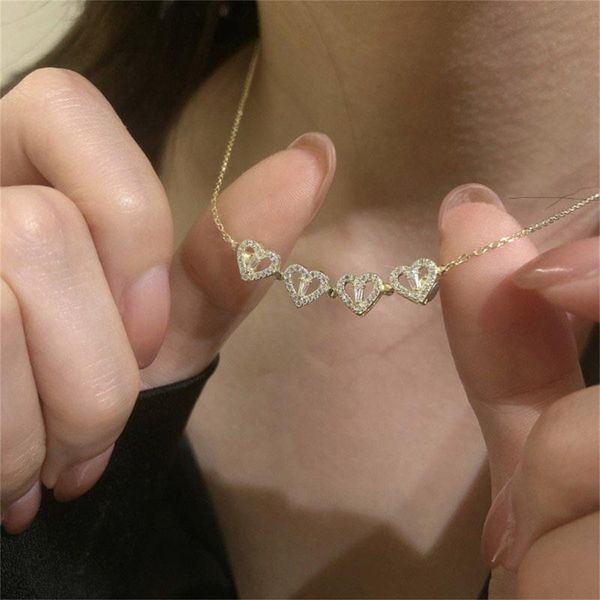 

chains love heart-shaped folding necklace heart to gifts for women, Silver